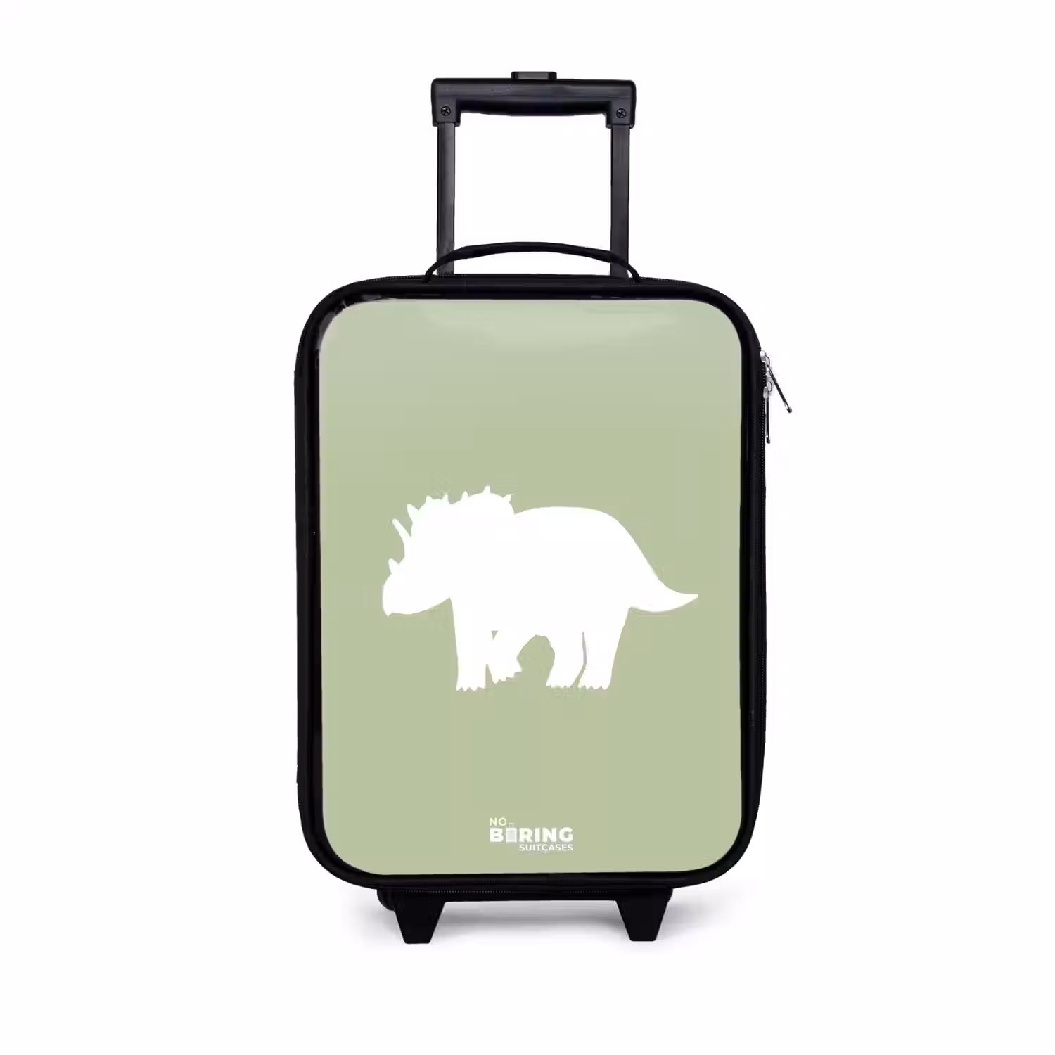 Groen met Triceratops dino Kinderkoffer - Zwart klein -3d