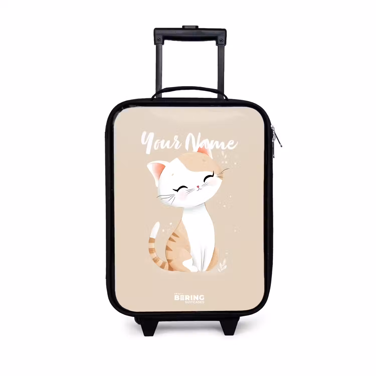 Kitten in de kleuren beige en wit Kinderkoffer - Zwart klein -3d