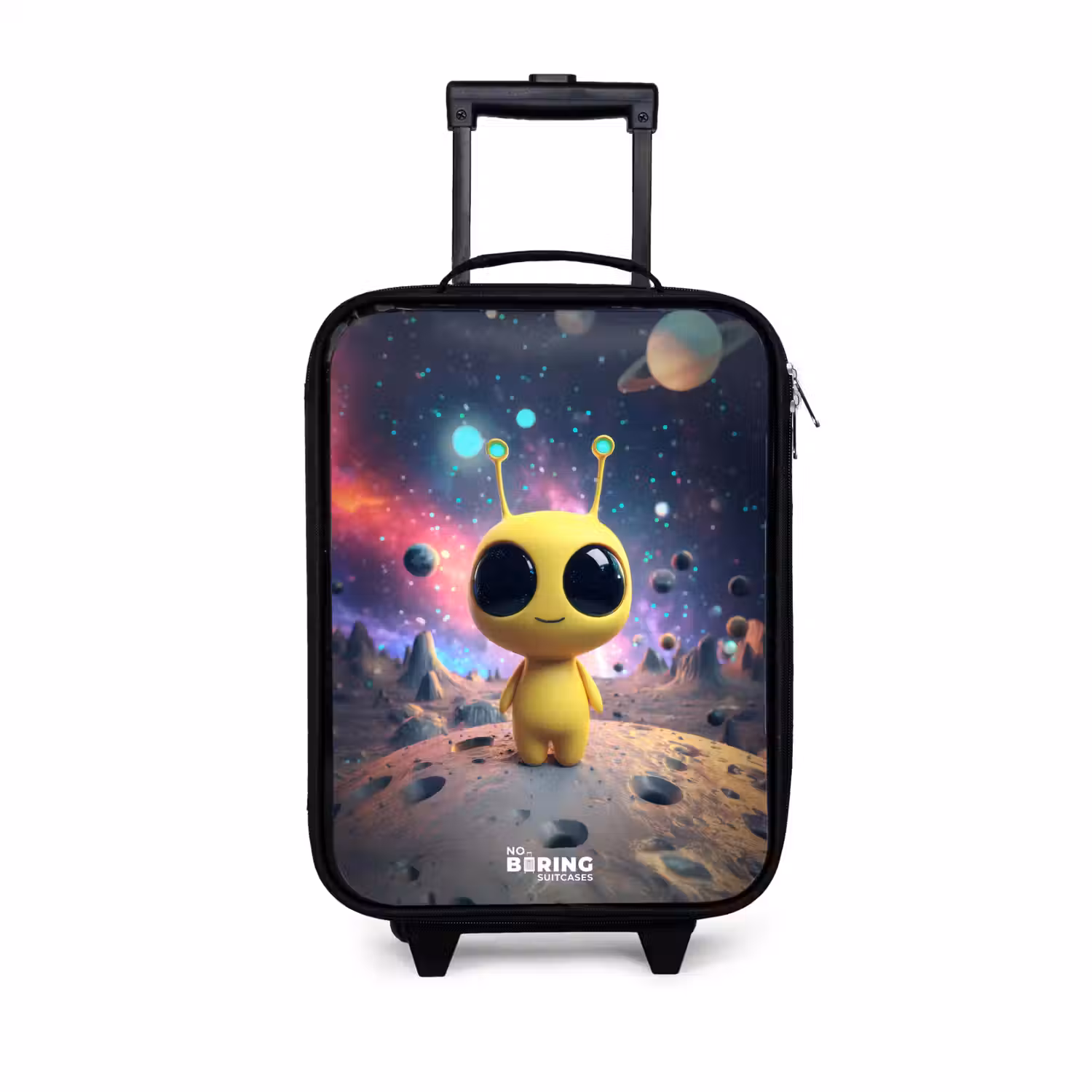 Vrolijk buitenaards wezentje Kinderkoffer - Zwart klein -3d