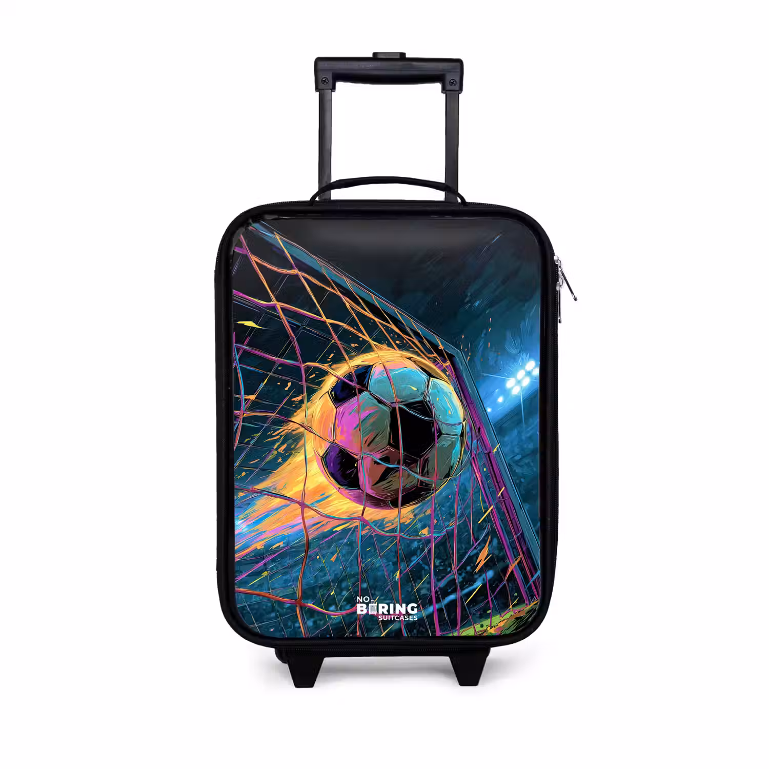 Neon - Net - Voetbal - Kleurrijk Kinderkoffer - Zwart klein -3d