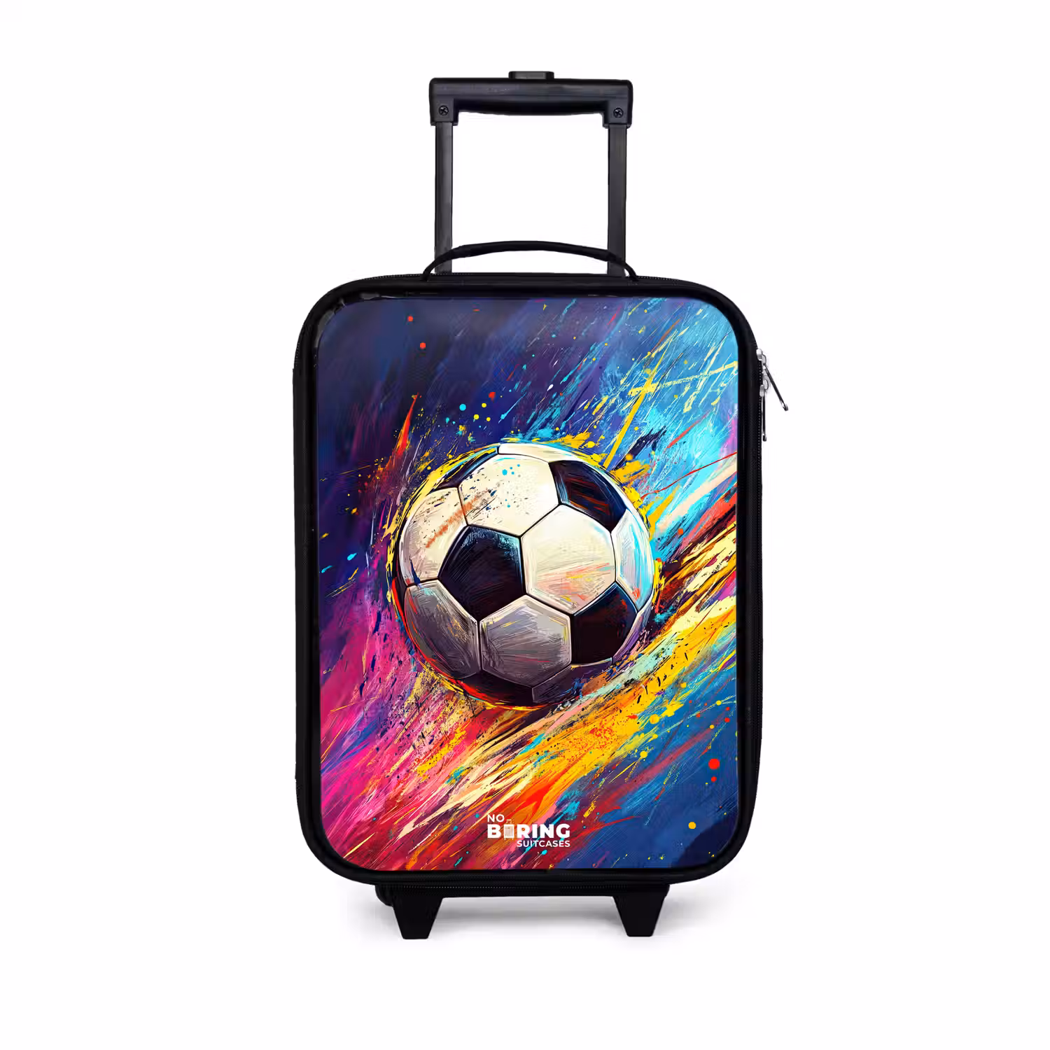 Neon - Voetbal - Kleurrijk Kinderkoffer - Zwart klein -3d