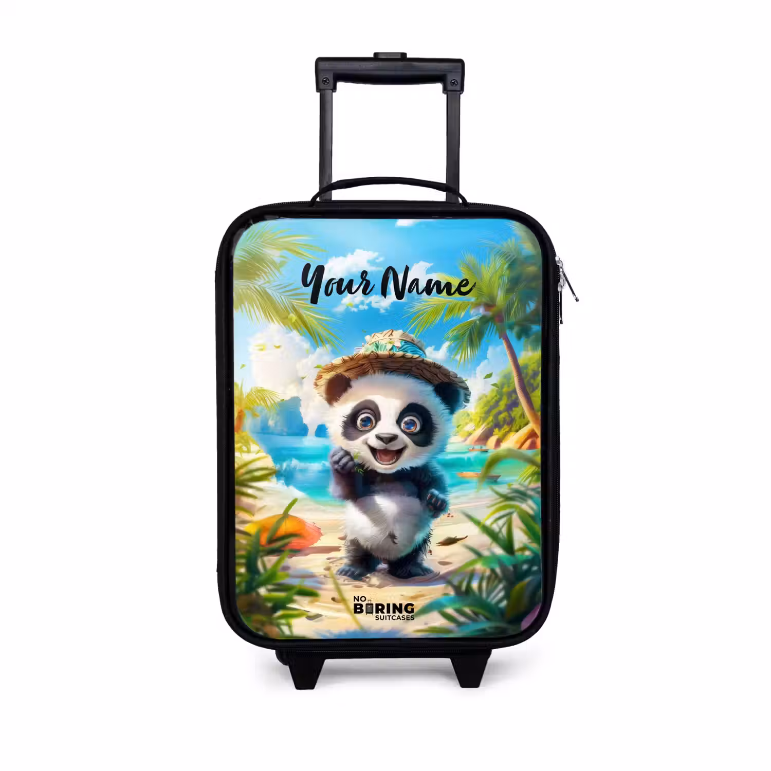 Pablo panda Kinderkoffer - Zwart klein -3d