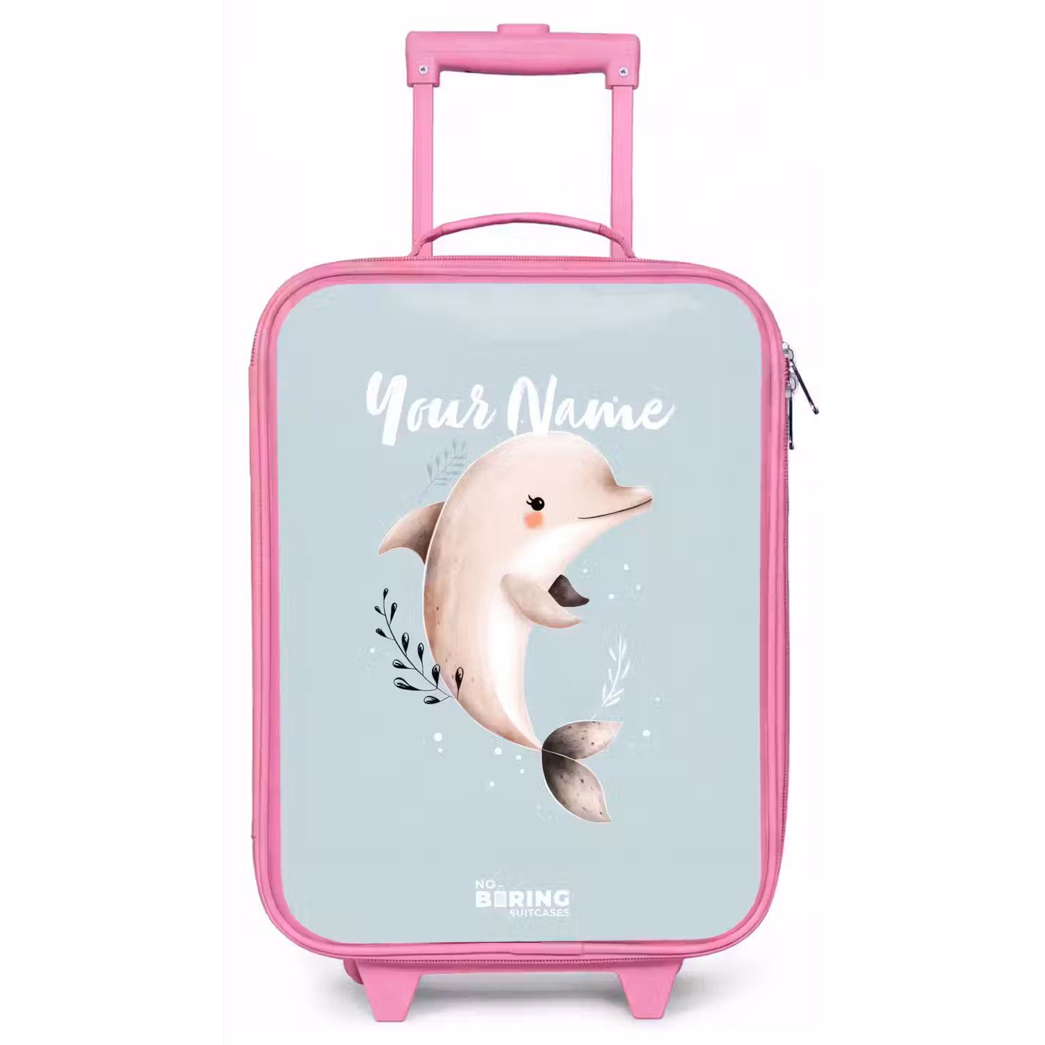 Beige dolfijn in blauw water Kinderkoffer - Roze klein -zz3dotto