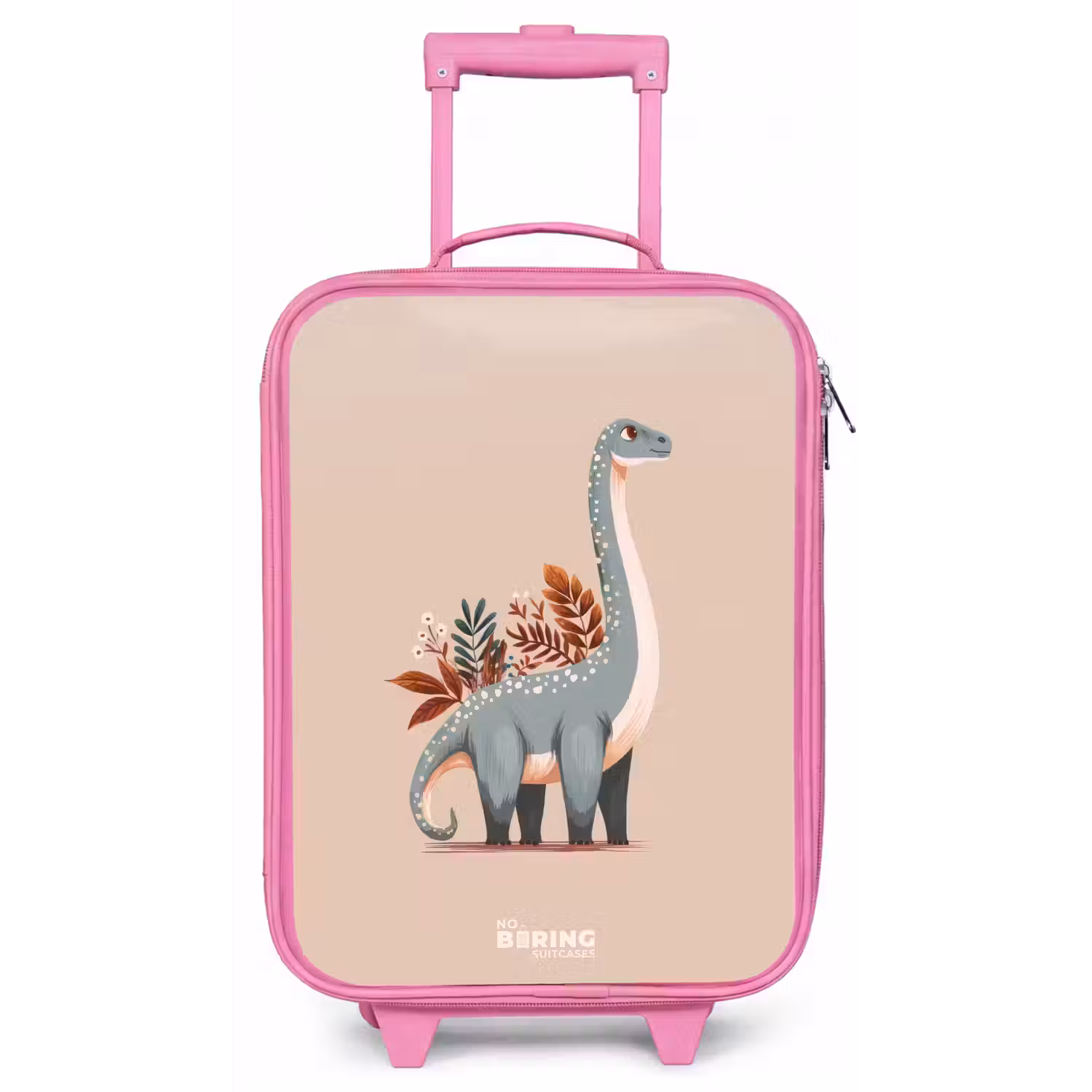 Blauwe dinosaurus op een beige achtergrond Kinderkoffer - Roze klein -zz3dotto