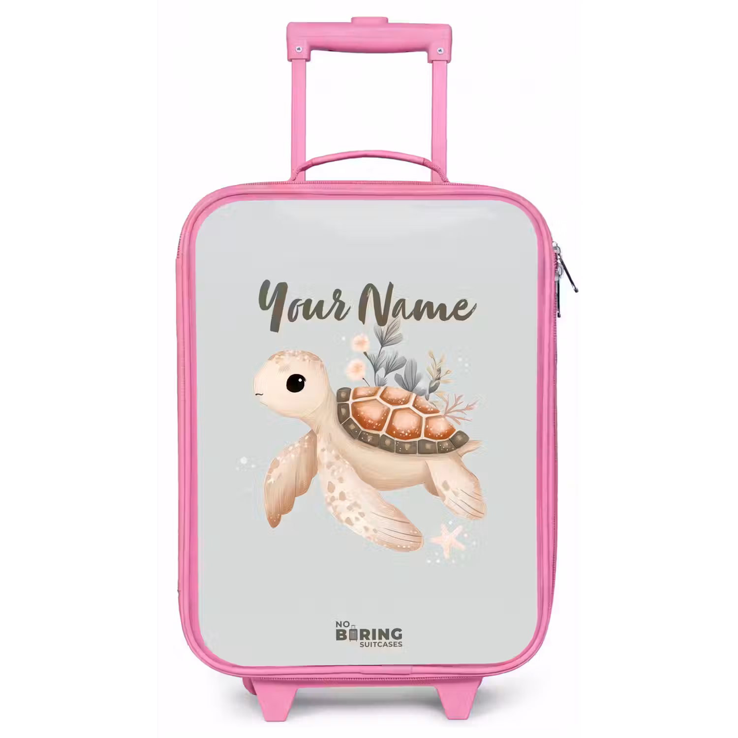 Bruine zeeschildpad in pastel onderwaterwereld Kinderkoffer - Roze klein -zz3dotto