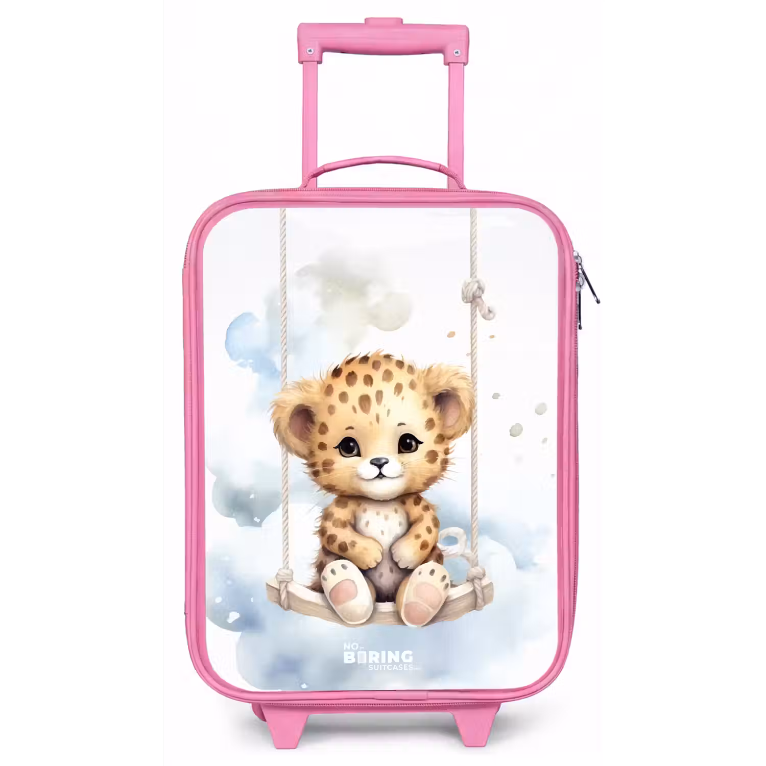 Cheeta welpje op een schommel in de wolken Kinderkoffer - Roze klein -zz3dotto