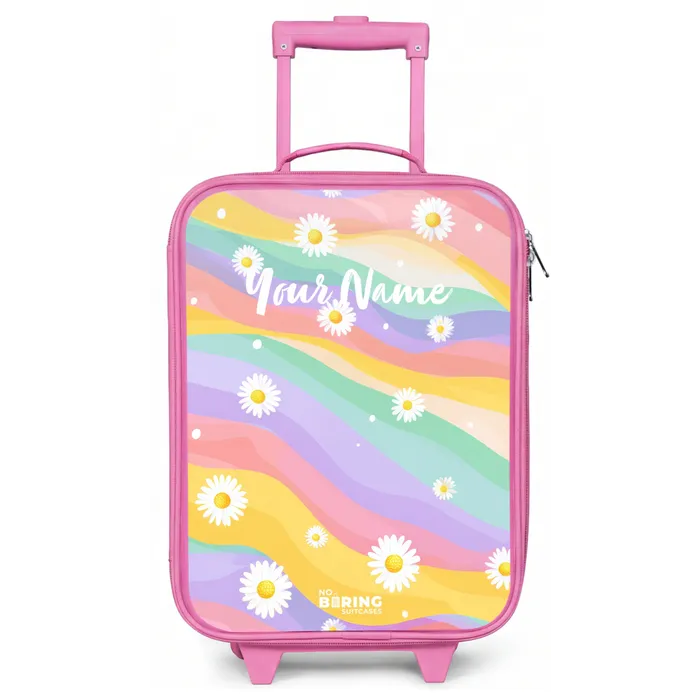 Madeliefjes op regenboogachtergrond Kinderkoffer - Roze klein -zz3dotto