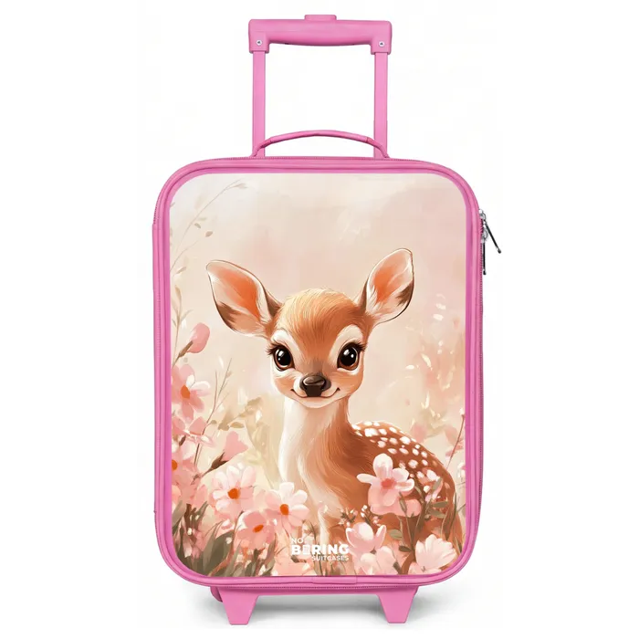 Hertje - Ogen - Stippen - Bloemen Kinderkoffer - Roze klein -zz3dotto