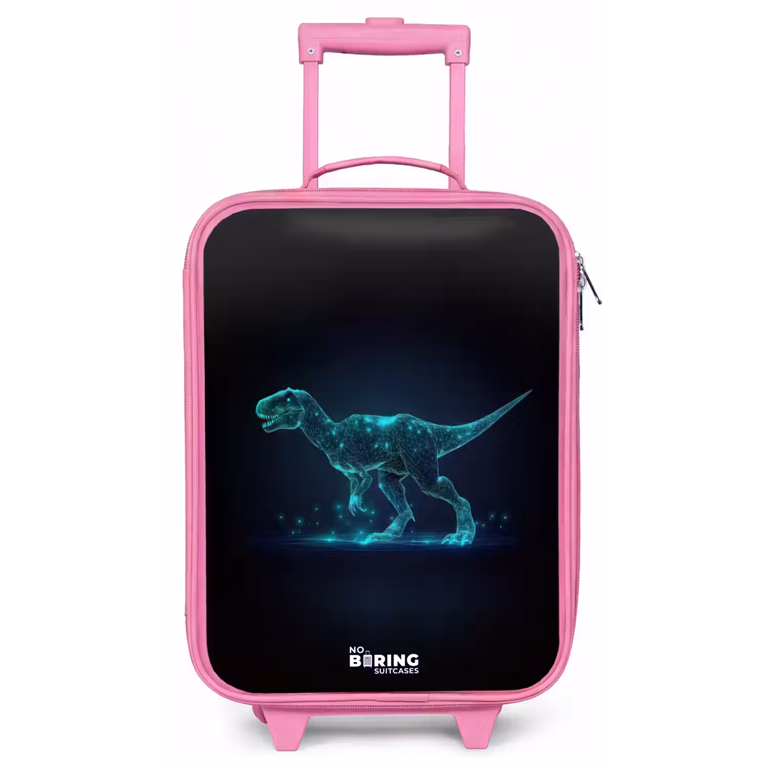 Digitale T-Rex in blauw lichtveld Kinderkoffer - Roze klein -zz3dotto