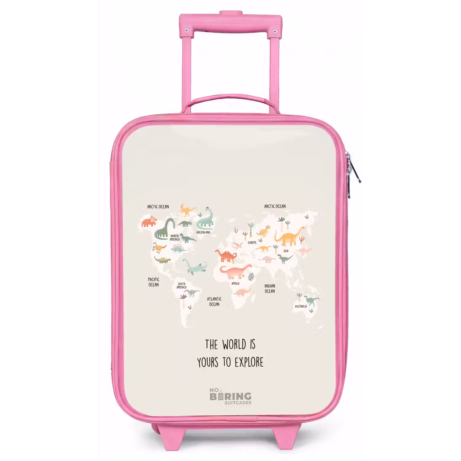 Dino wereldkaart Kinderkoffer - Roze klein -zz3dotto