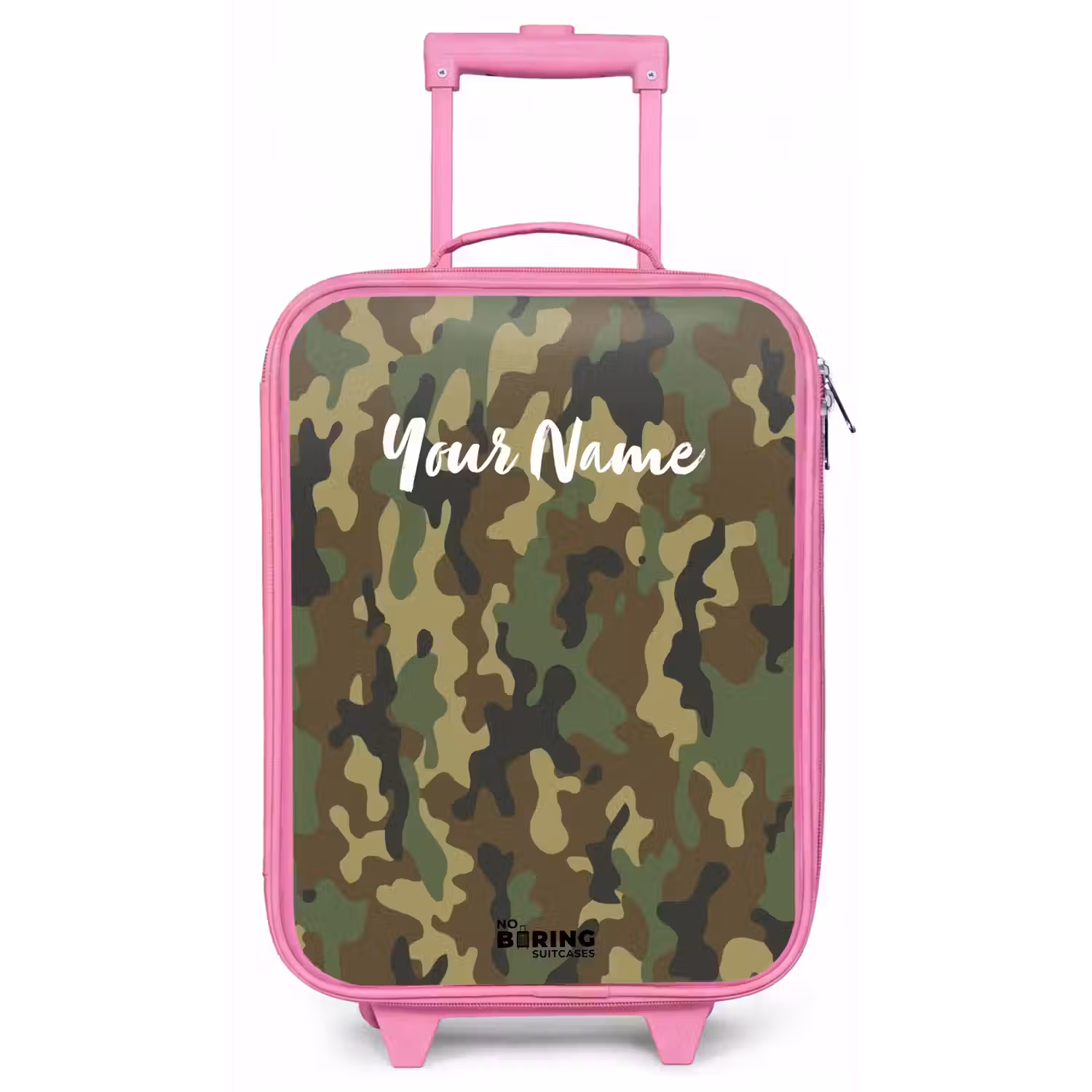 Groene camouflage met zandkleur Kinderkoffer - Roze klein -zz3dotto