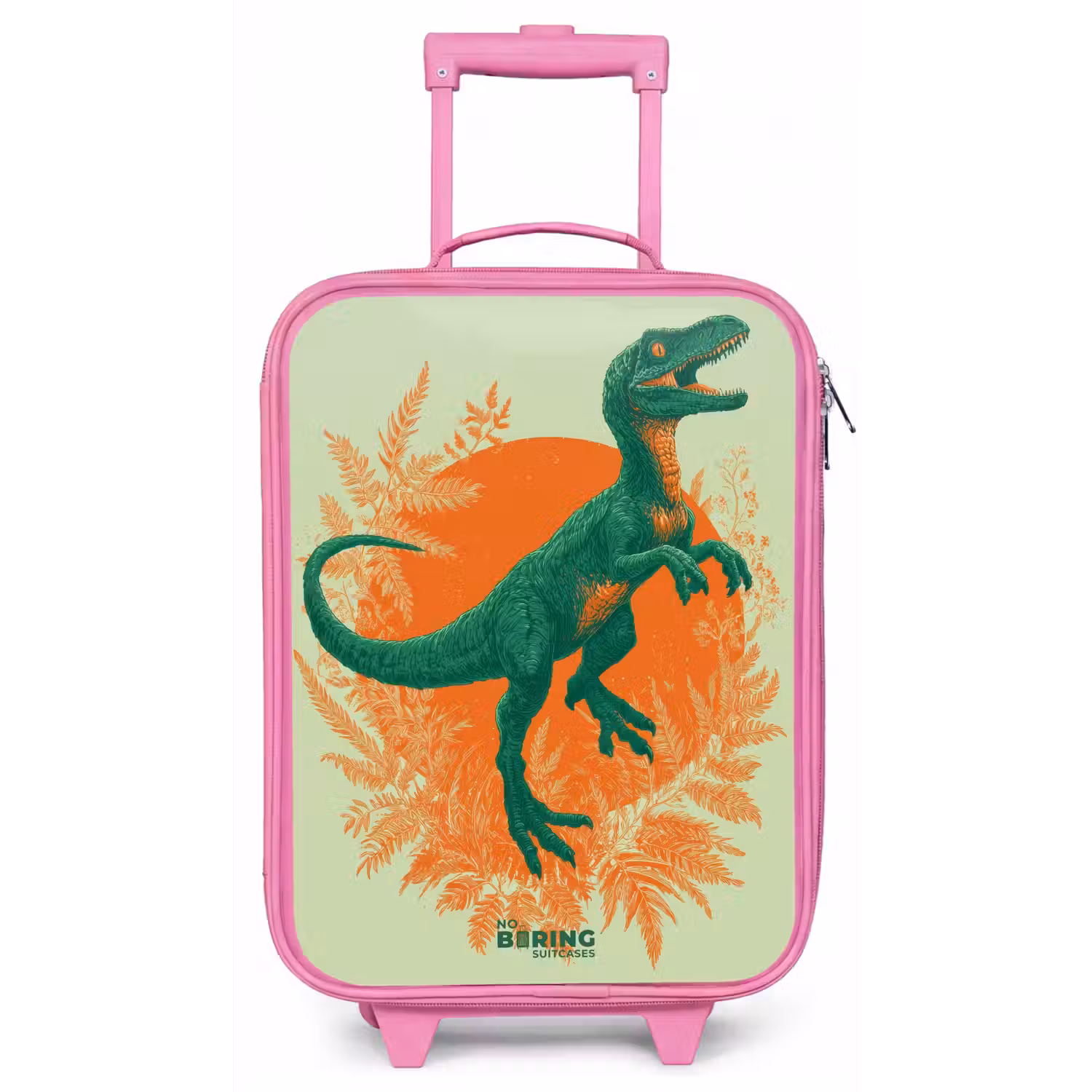 Groene dino tussen varens Kinderkoffer - Roze klein -zz3dotto