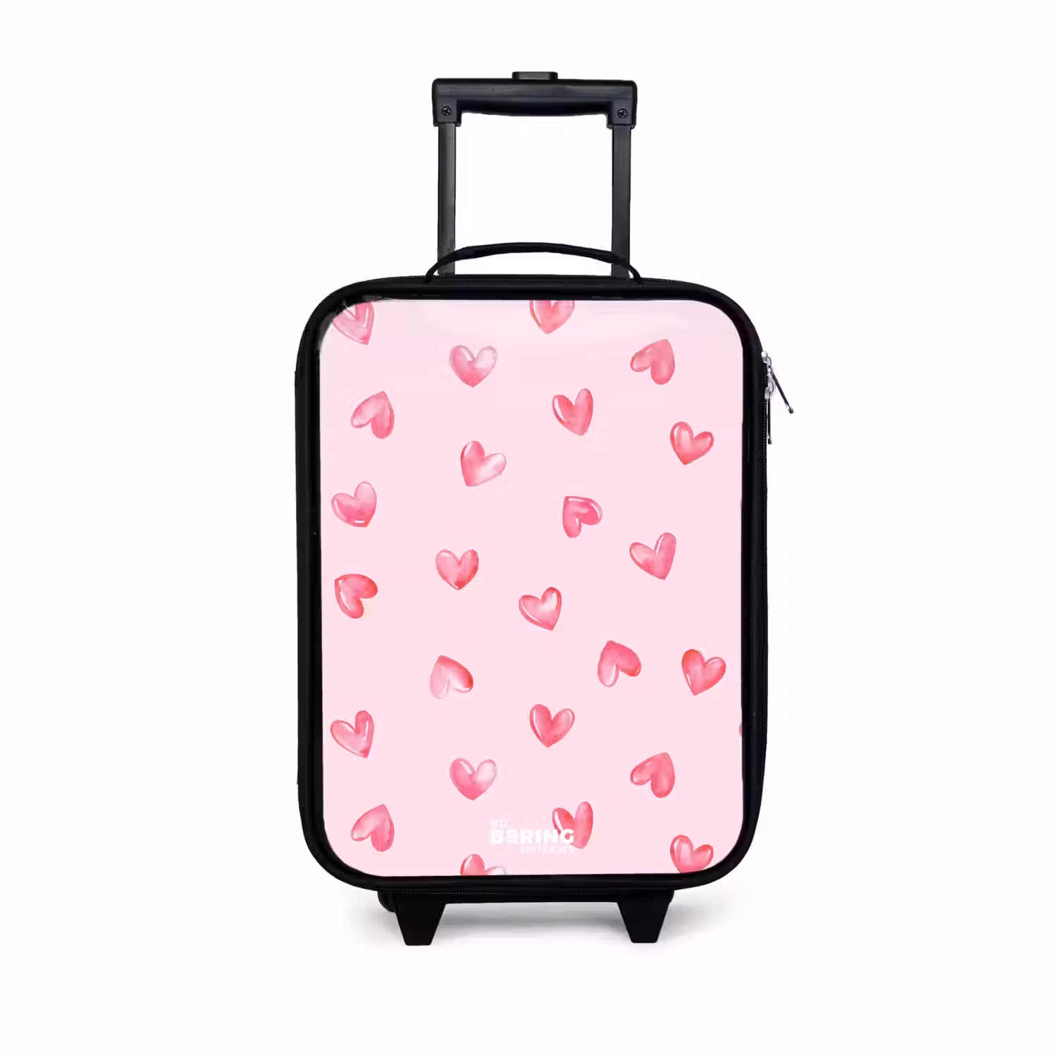 Roze hartjes Kinderkoffer - Zwart klein -3d