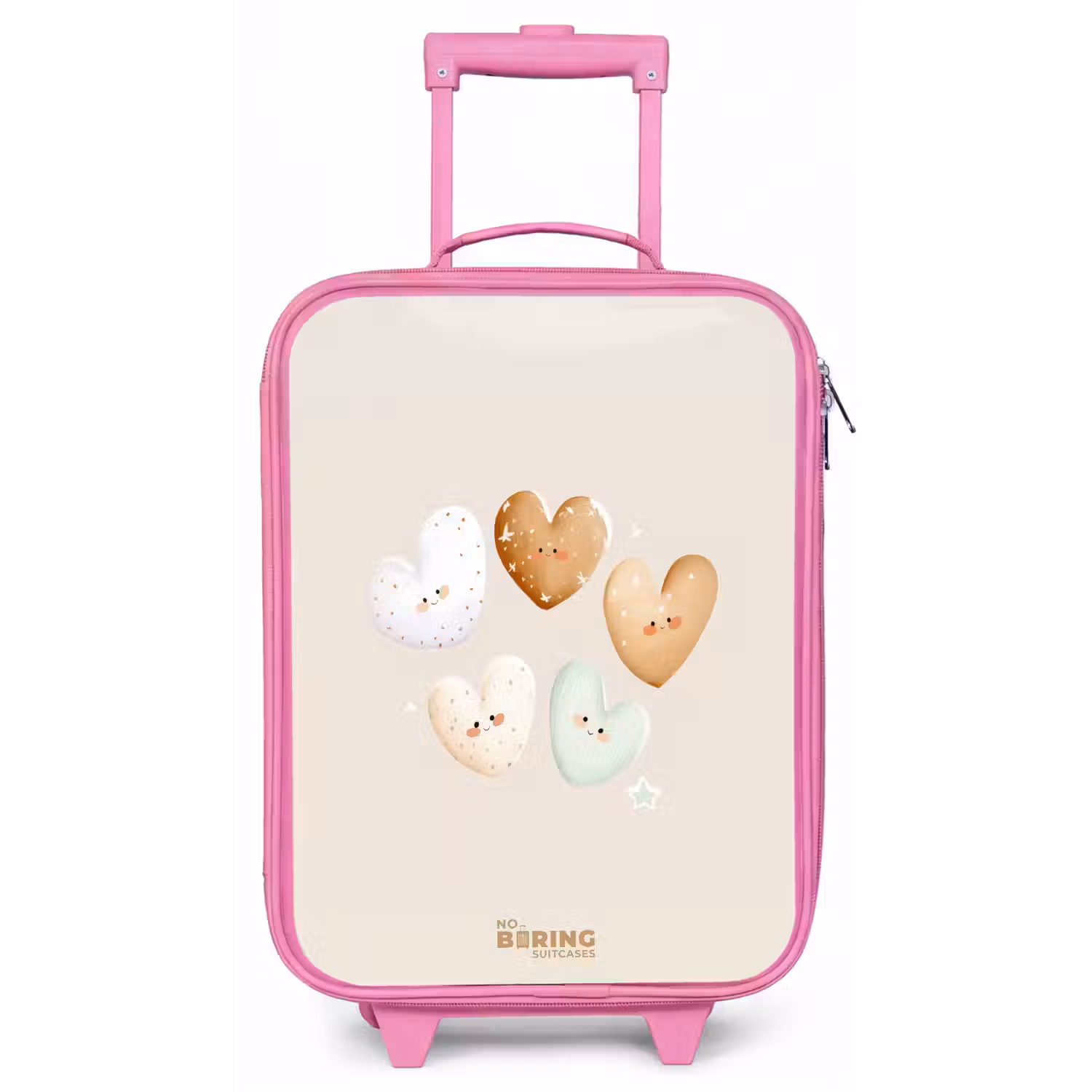 Hartjes in zachte beige tinten Kinderkoffer - Roze klein -zz3dotto