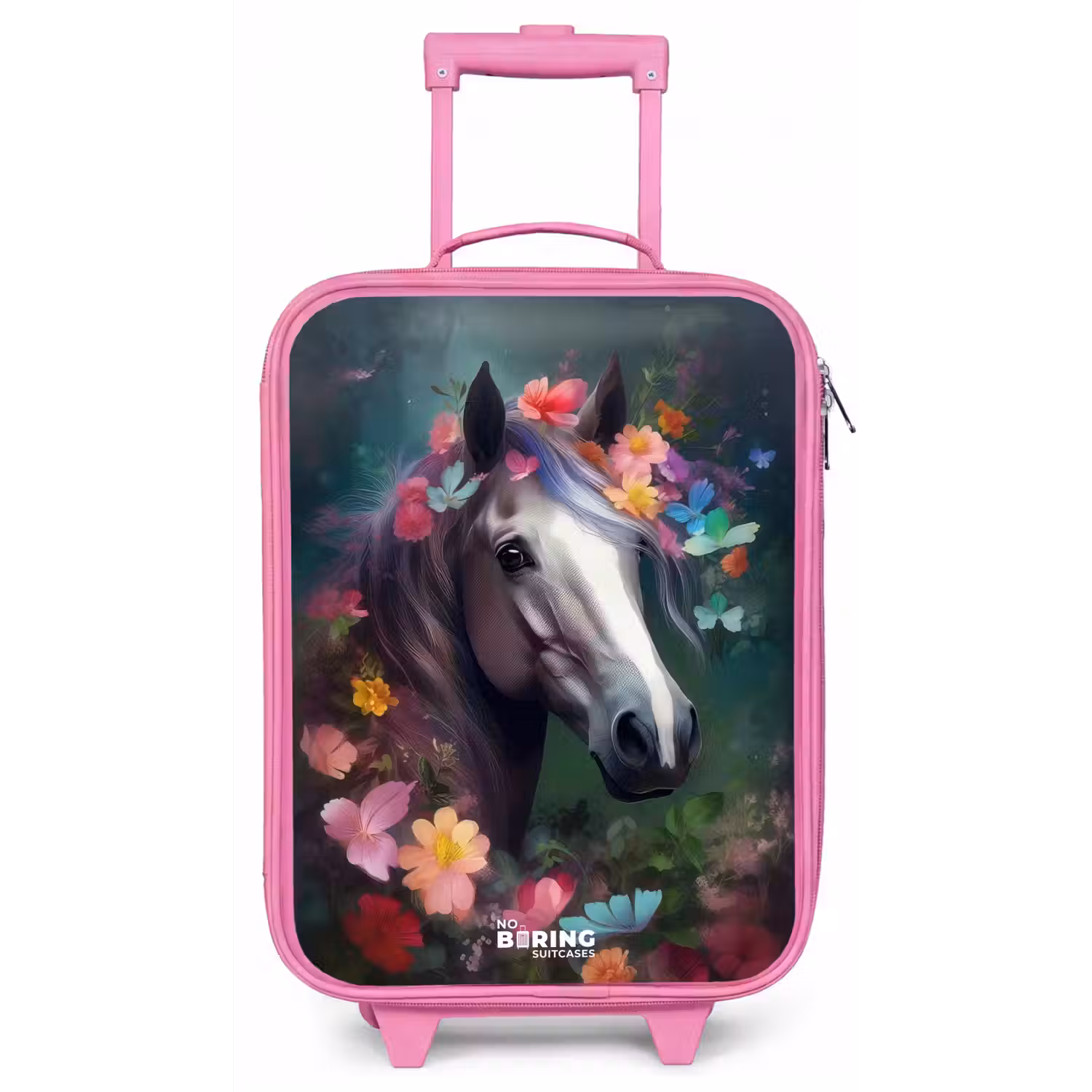 Paard in kleurrijke bloemen Kinderkoffer - Roze klein -zz3dotto