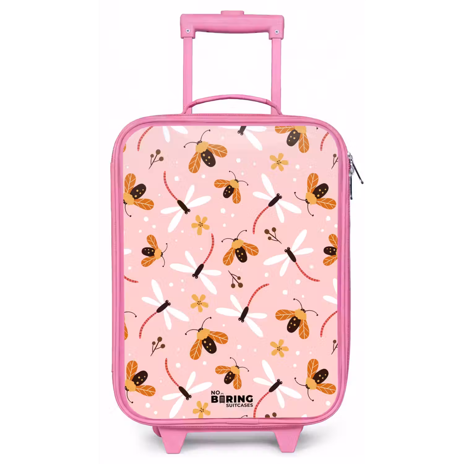 Lieveheersbeestjes en libellen op roze achtergrond Kinderkoffer - Roze klein -zz3dotto