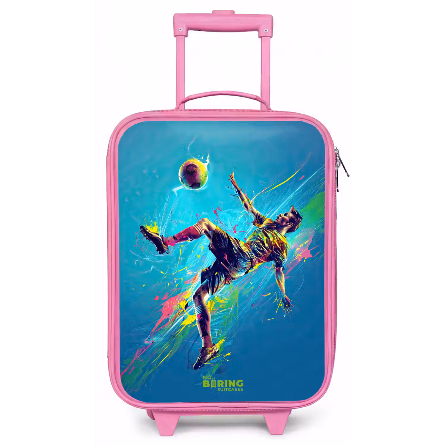 Neon - Voetbal - Schop - Kleurrijk Kinderkoffer - Roze klein -zz3dotto