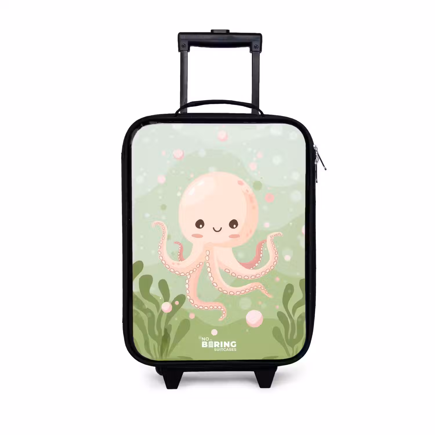 Roze octopus met een lach Kinderkoffer - Zwart klein -3d