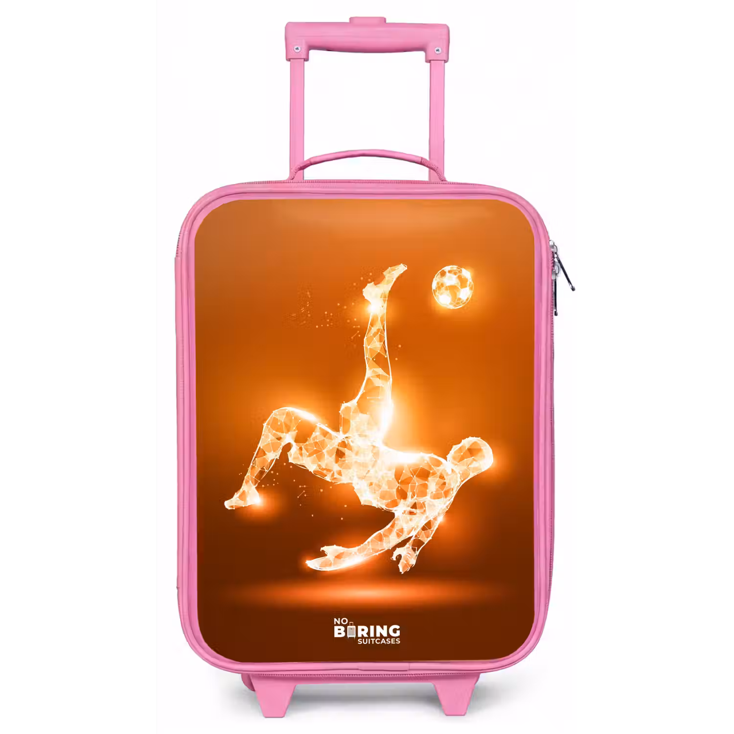 Oranje lichtvoetballer in zweefmoment Kinderkoffer - Roze klein -zz3dotto