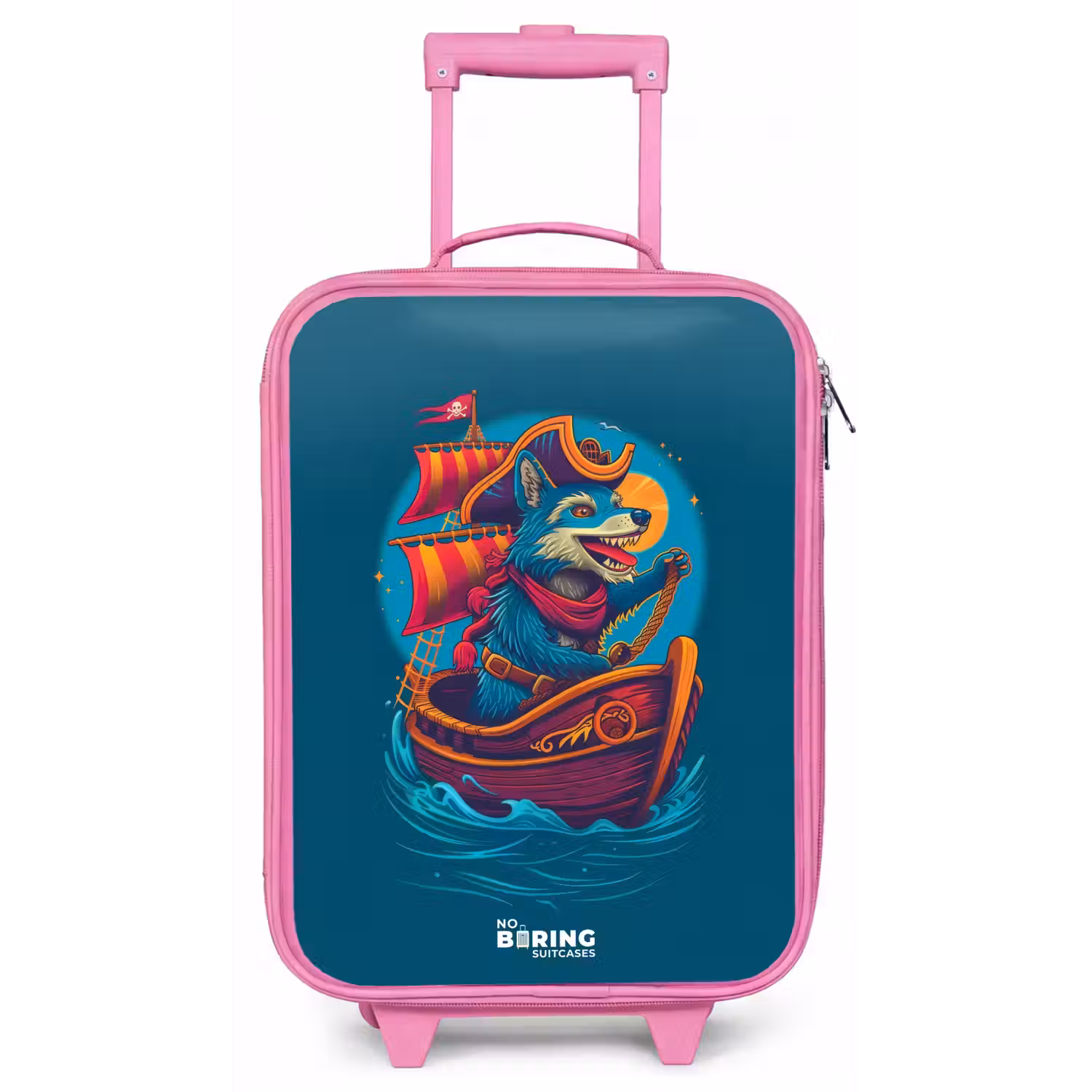 Piraten wasbeer op een boot Kinderkoffer - Roze klein -zz3dotto