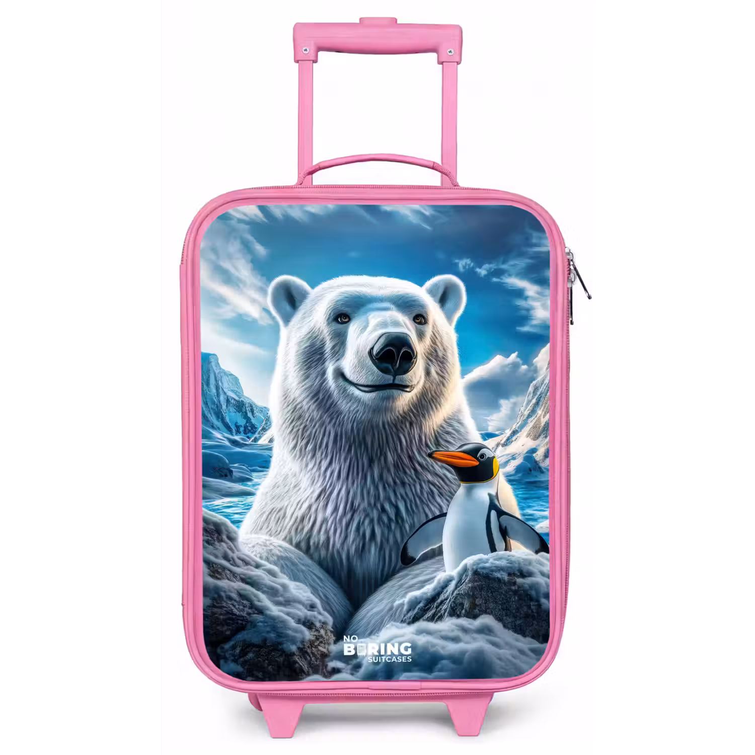 IJsbeer en pinguïn in besneeuwd berglandschap Kinderkoffer - Roze klein -zz3dotto