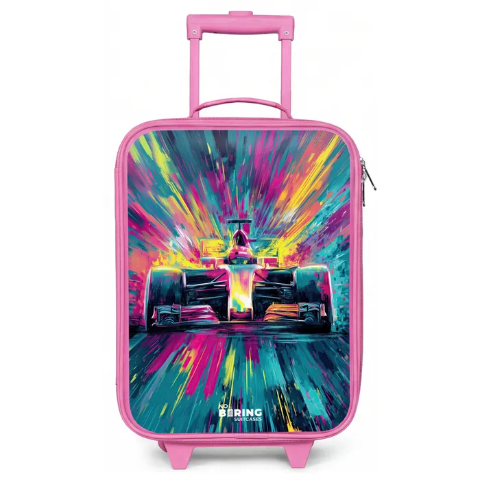 Raceauto - Explosie - Kleurrijk - Abstract Kinderkoffer - Roze klein -zz3dotto