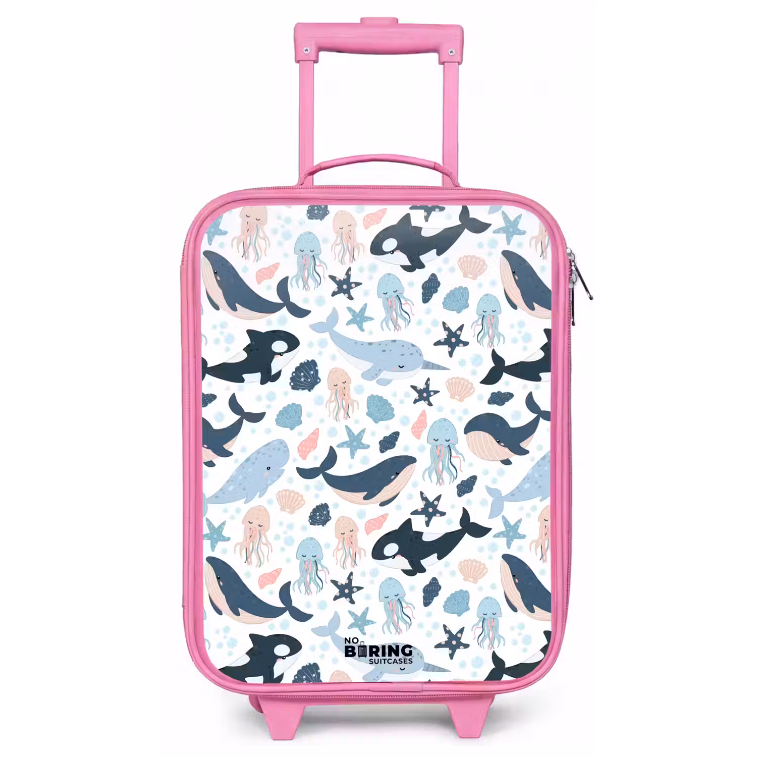 Zeedierenpatroon met walvissen, kwallen en orka's Kinderkoffer - Roze klein -zz3dotto