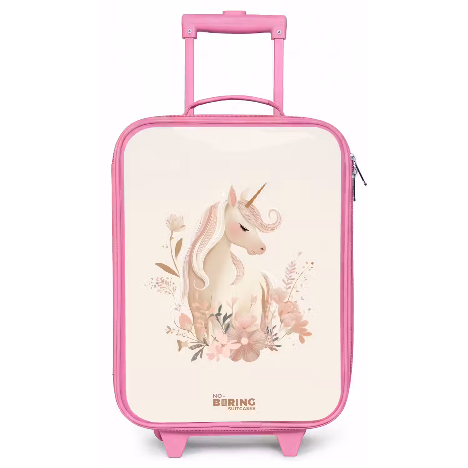 Eenhoorn tussen bloemen in roze pastel kleuren Kinderkoffer - Roze klein -zz3dotto