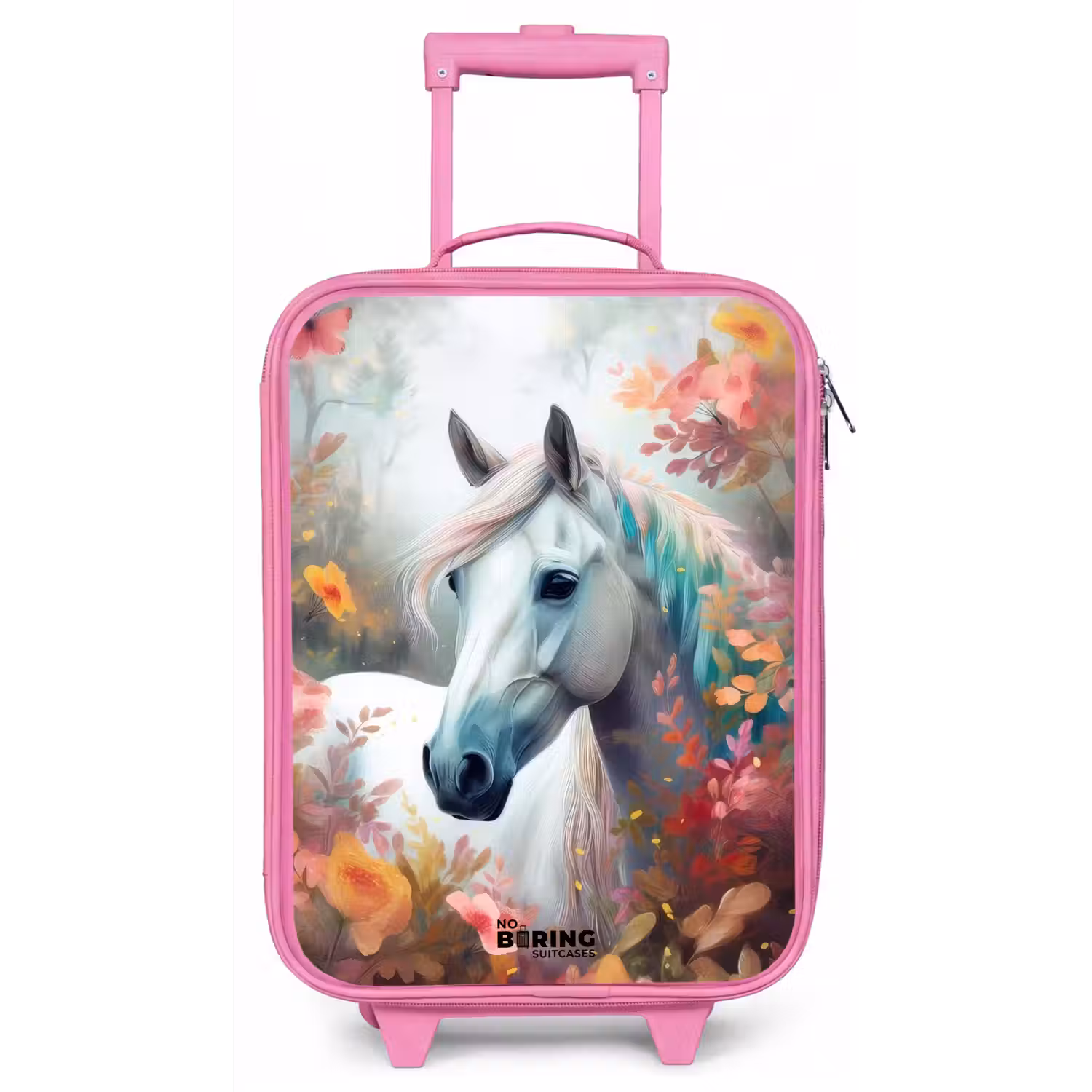 Wit paard omringd door bloemen Kinderkoffer - Roze klein -zz3dotto