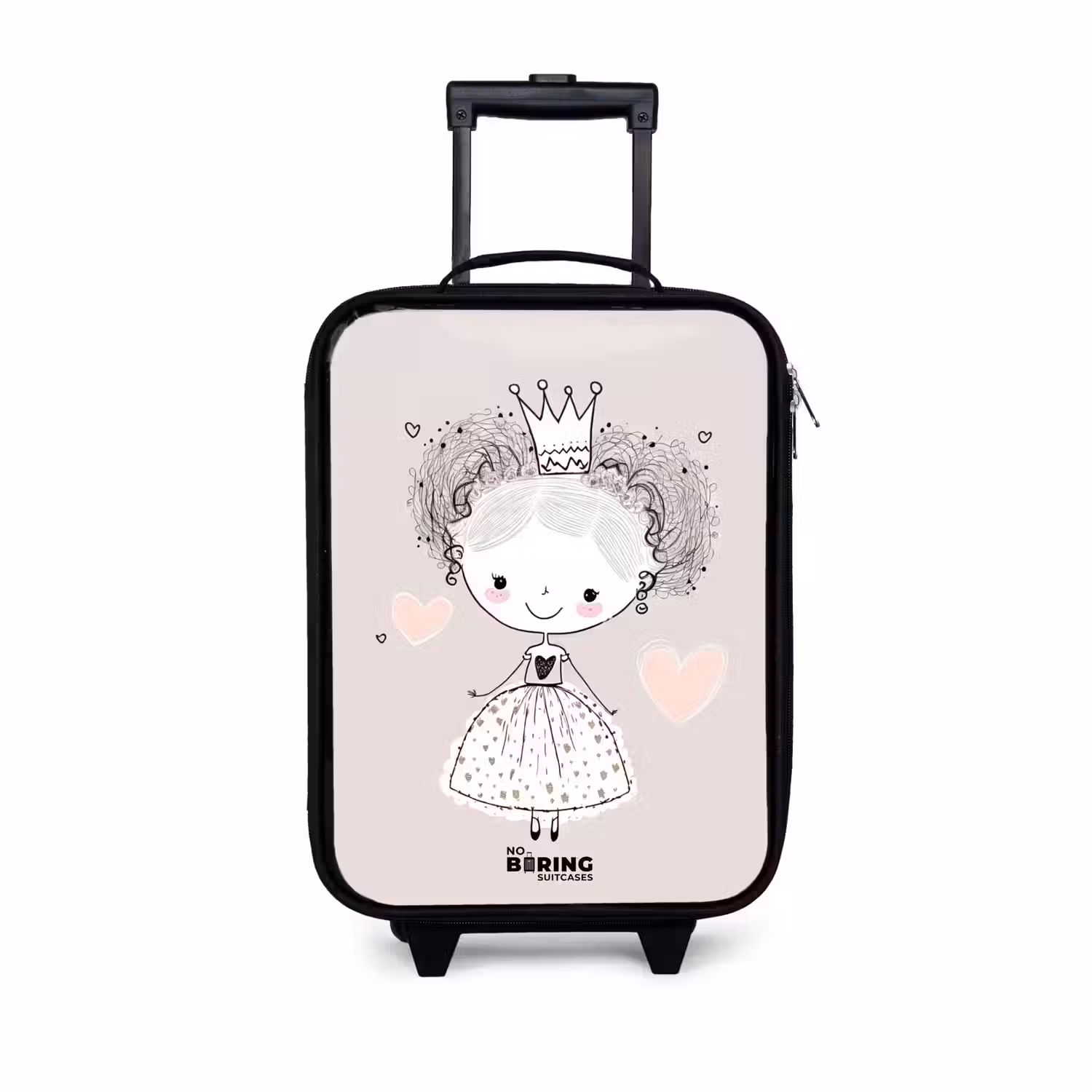 Prinses met krulletjes Kinderkoffer - Zwart klein -3d
