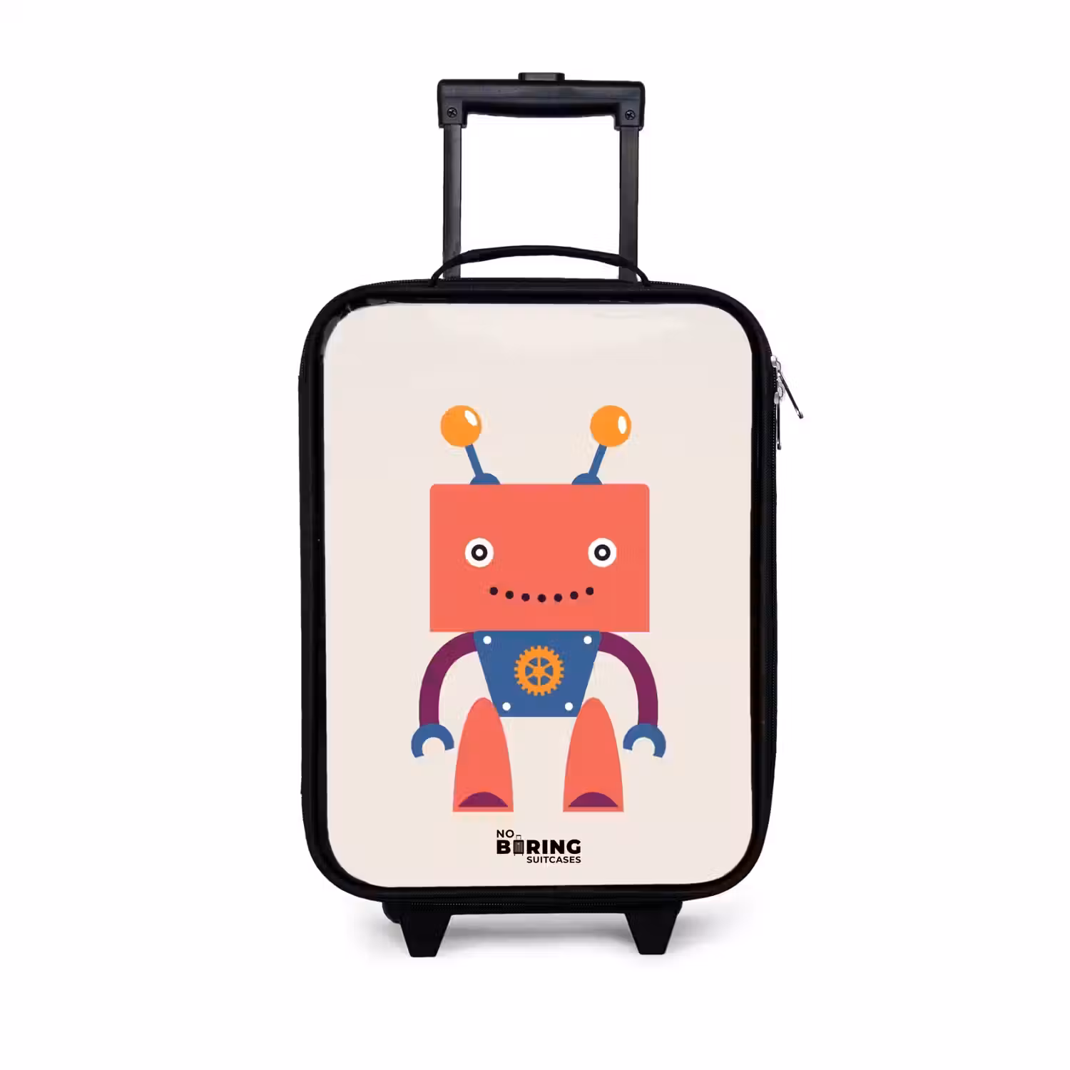 Rode robot met vierkant hoofd Kinderkoffer - Zwart klein -3d