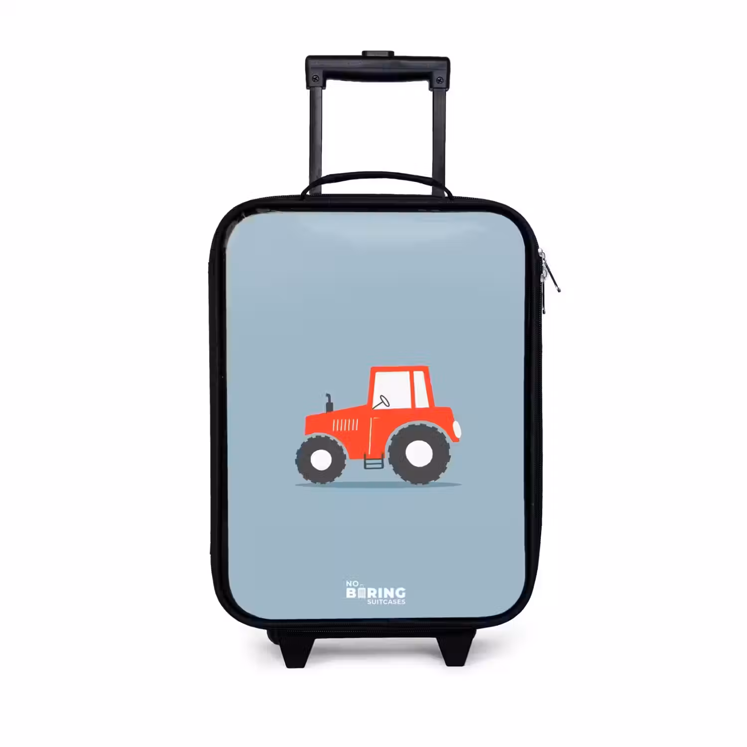 Rode trekker blauwe achtergrond Kinderkoffer - Zwart klein -3d