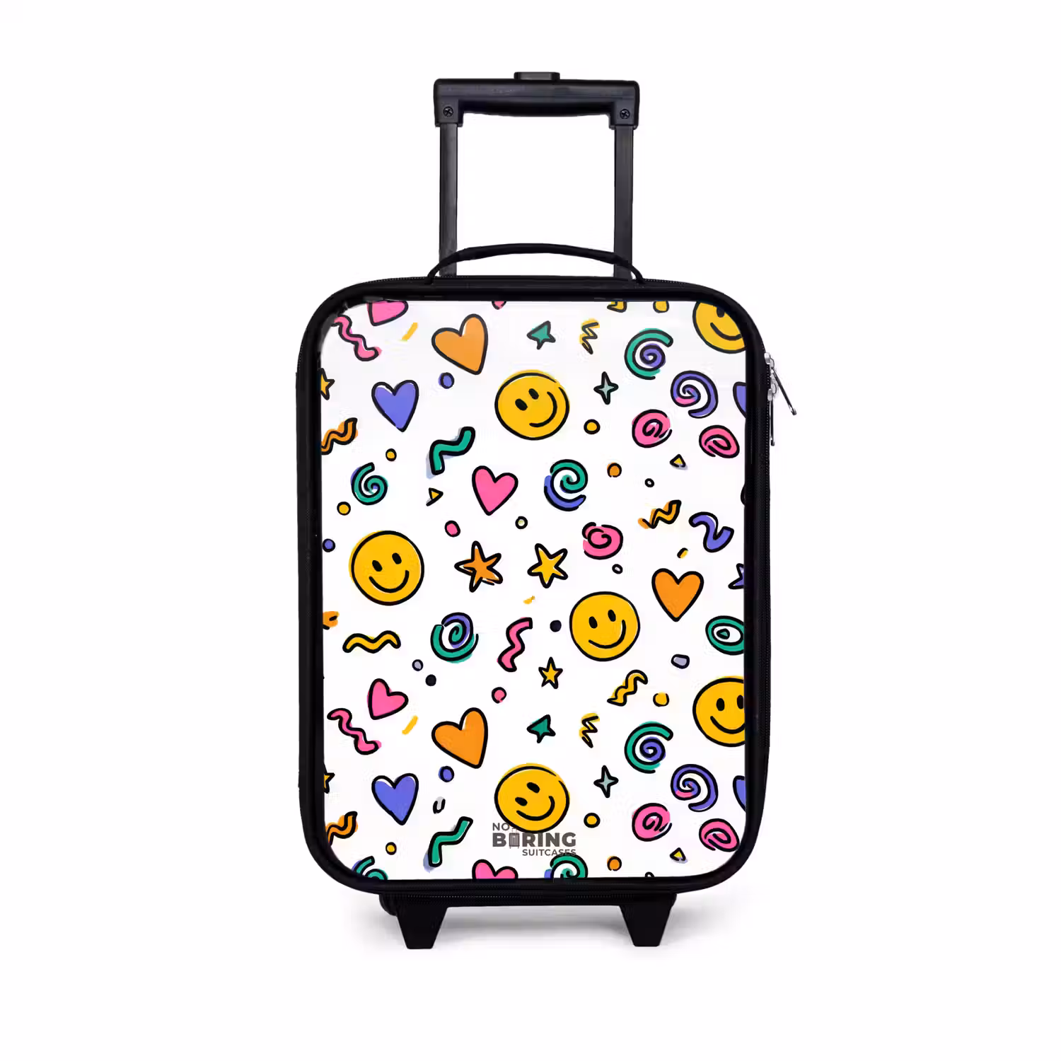 Smiley - Hartje - Ster Kinderkoffer - Zwart klein -3d