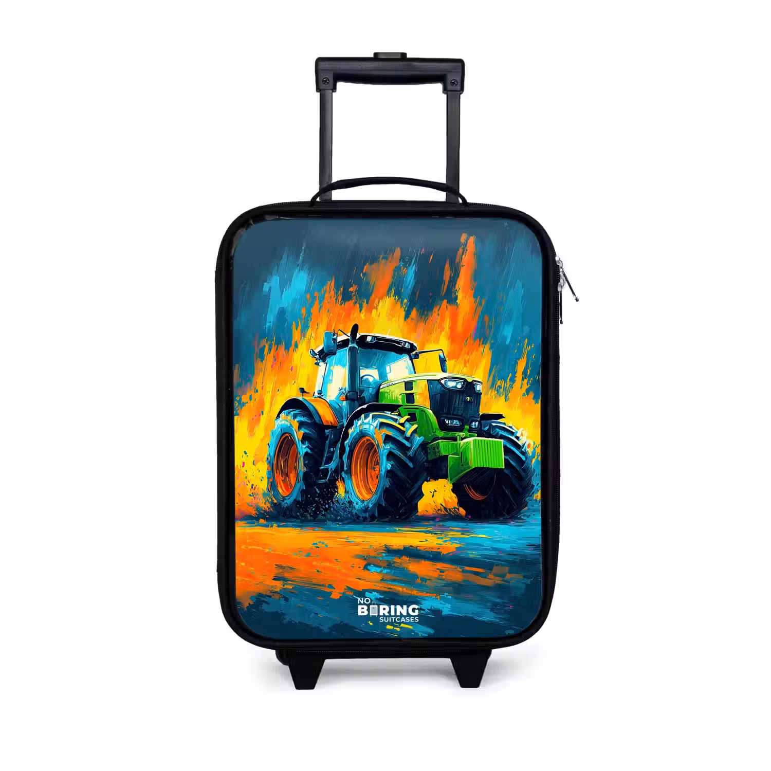 Tractor - Groen - Abstract - Penseelstreken Kinderkoffer - Zwart klein -3d