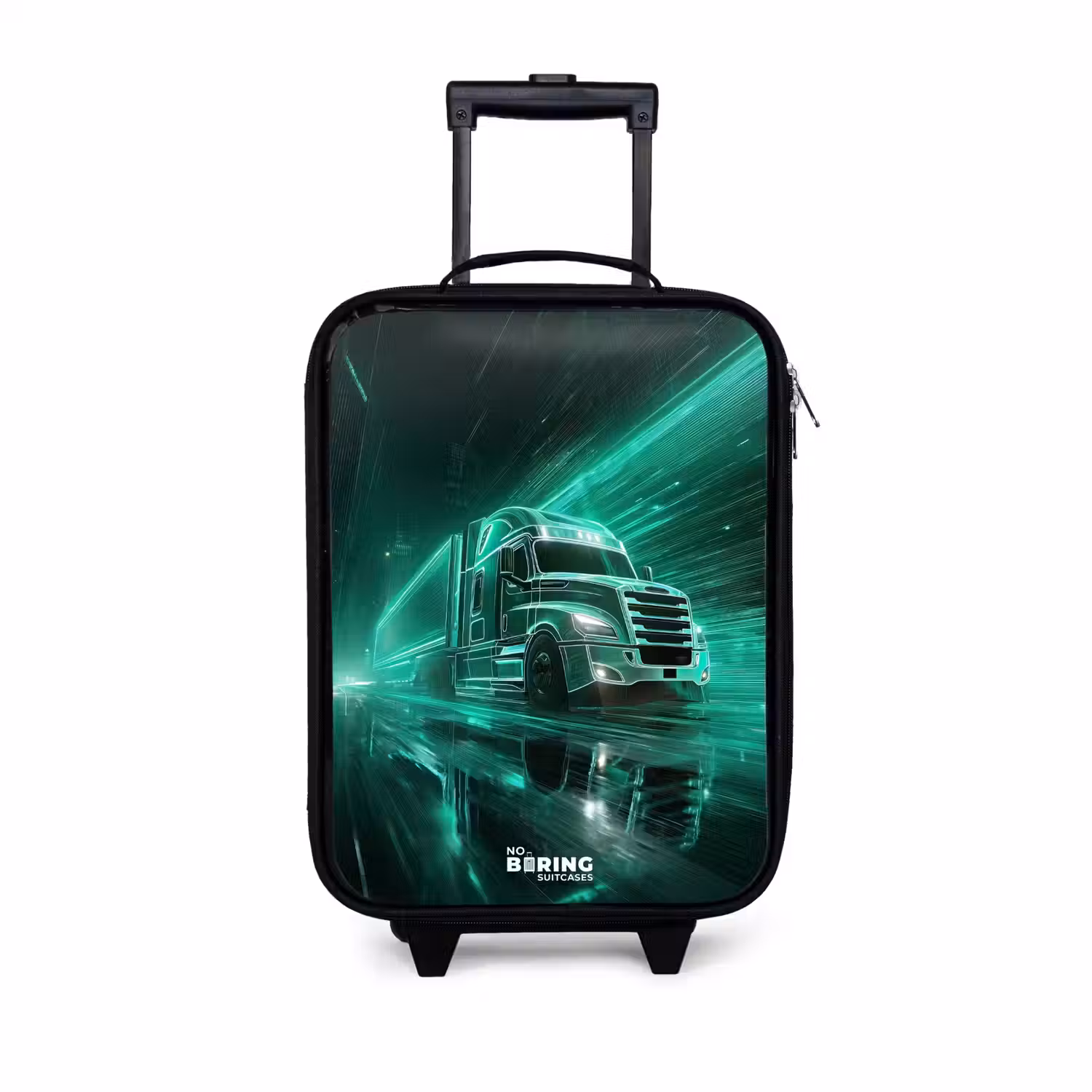Vrachtwagen - Neon - Groen - Stad Kinderkoffer - Zwart klein -3d
