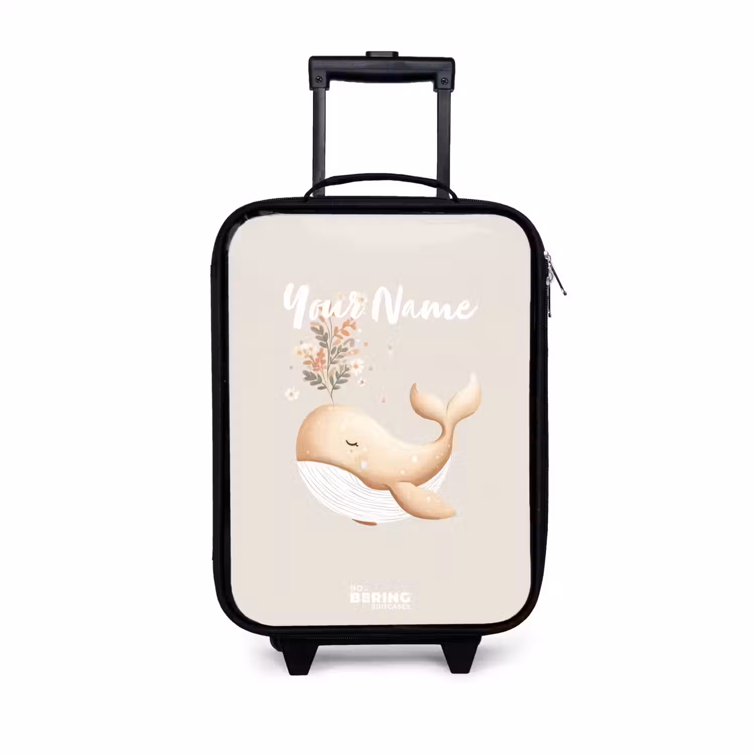 Walvis in pastel beige kleuren Kinderkoffer - Zwart klein -3d