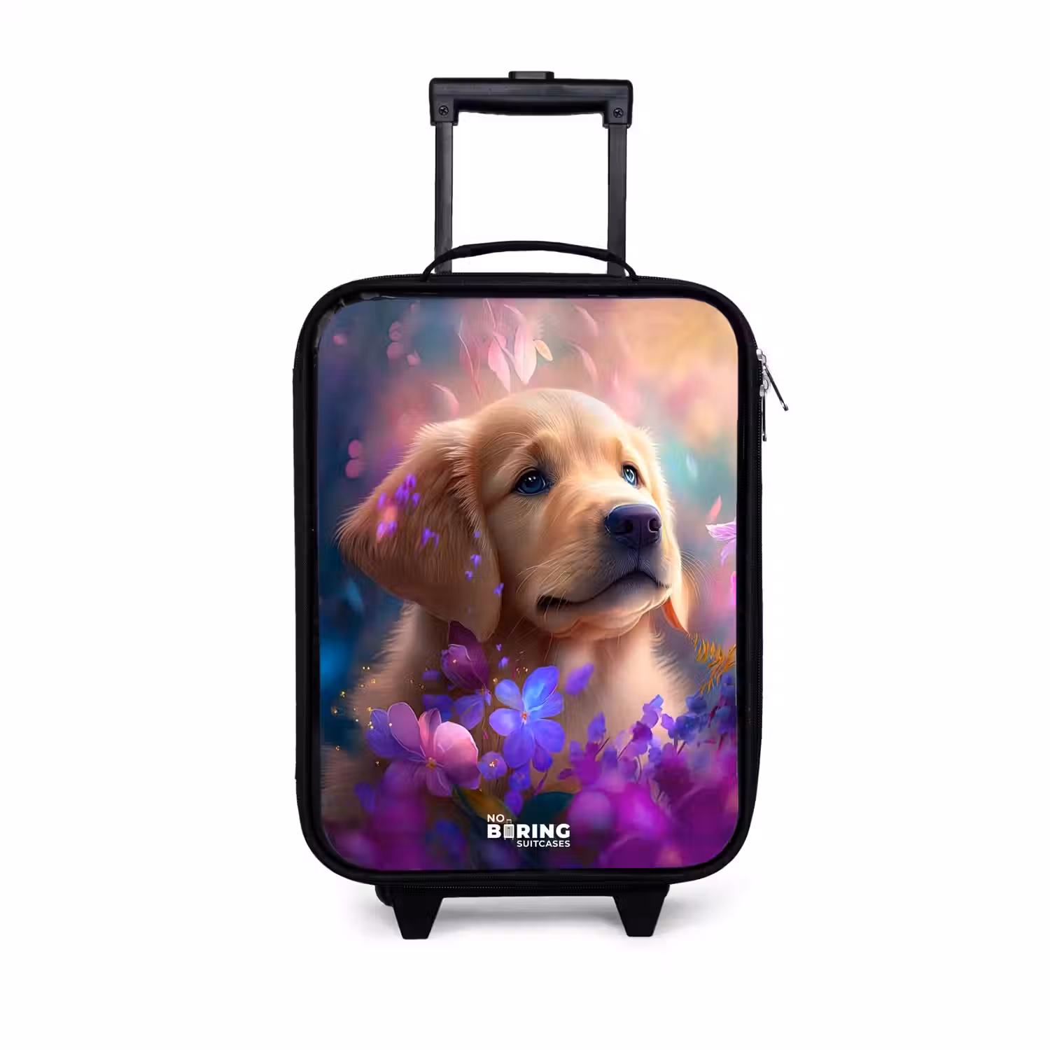 Jonge hond tussen felgekleurde bloemen Kinderkoffer - Zwart klein -3d