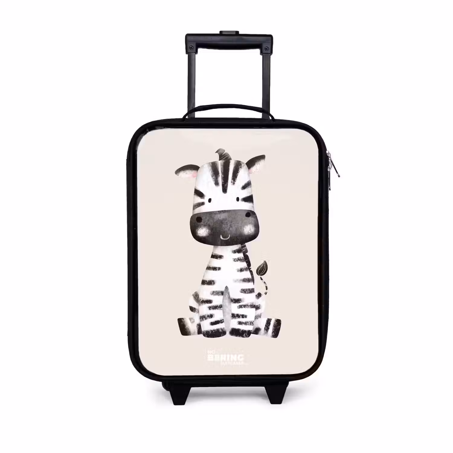Zebra portrettekening met beige achtergrond Kinderkoffer - Zwart klein -3d