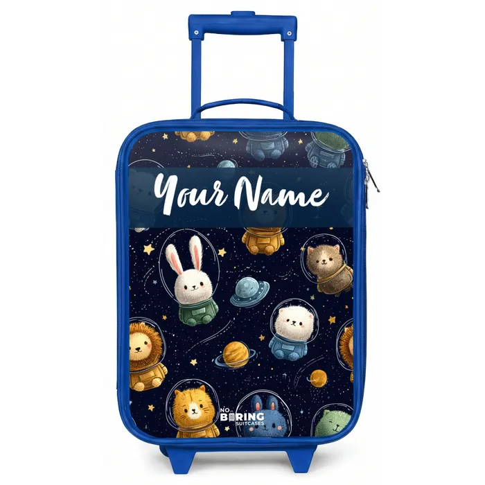 Dieren - Astronaut - Planeten - Sterren Kinderkoffer - Blauw klein -zz3dotto