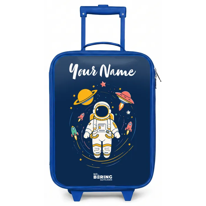 Astronaut - Planeet - Sterren - Raket Kinderkoffer - Blauw klein -zz3dotto