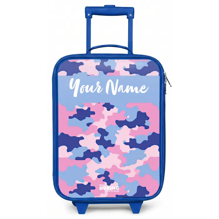 Camouflage - Roze - Blauw Kinderkoffer - Blauw klein -zz3dotto