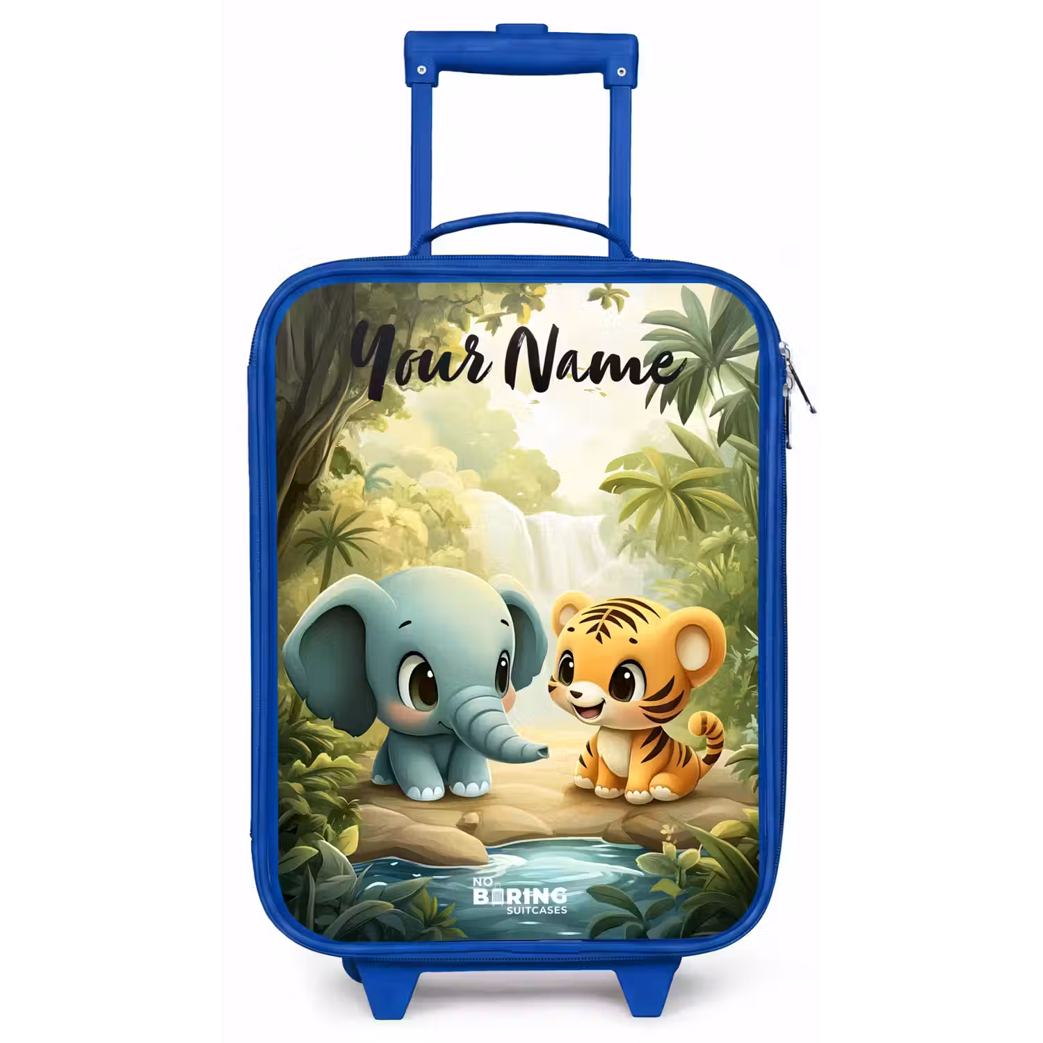 Olifant - Tijger - Bos - Jungle Kinderkoffer - Blauw klein -zz3dotto