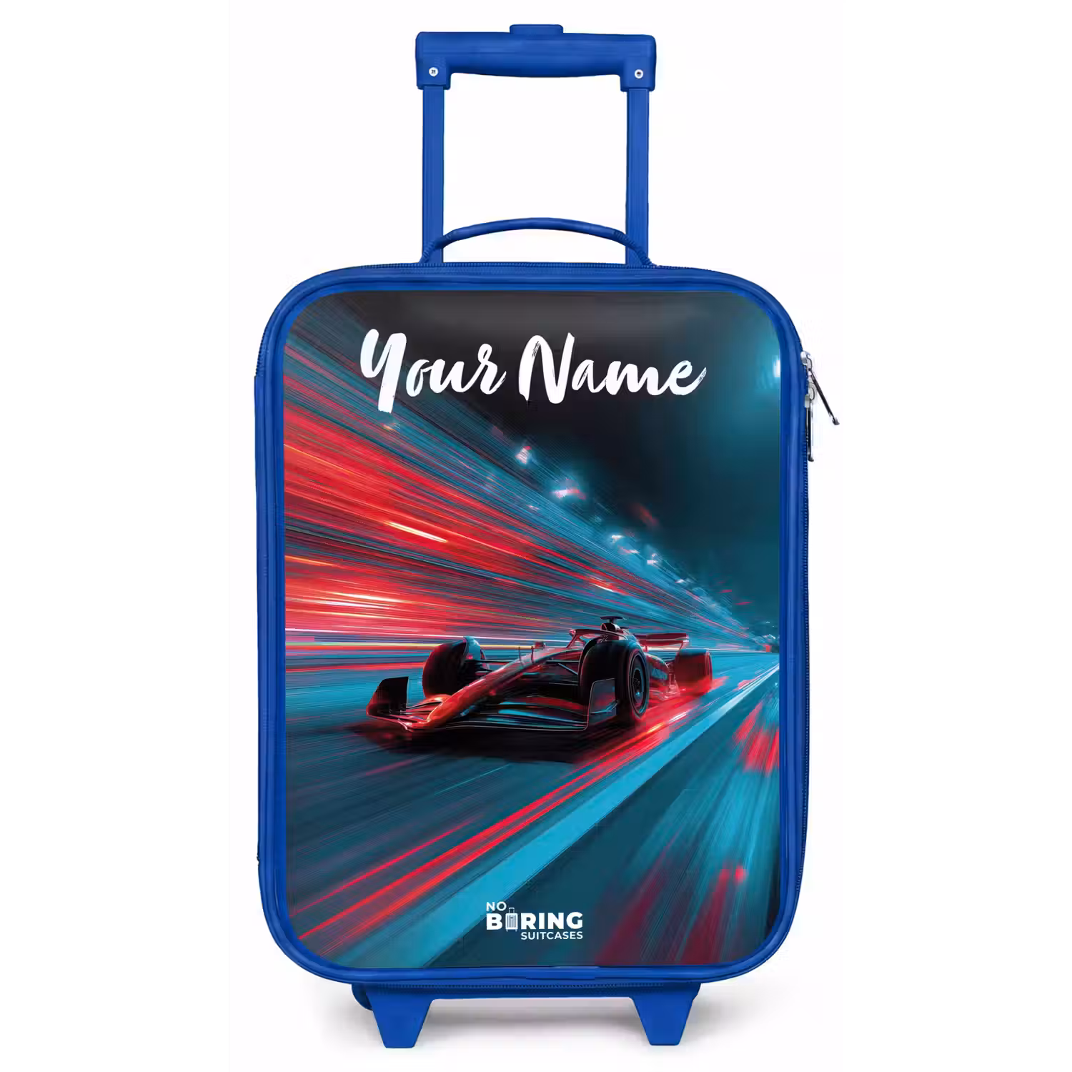 Formule 1 - Raceauto - Rood - Neonverlichting Kinderkoffer - Blauw klein -zz3dotto
