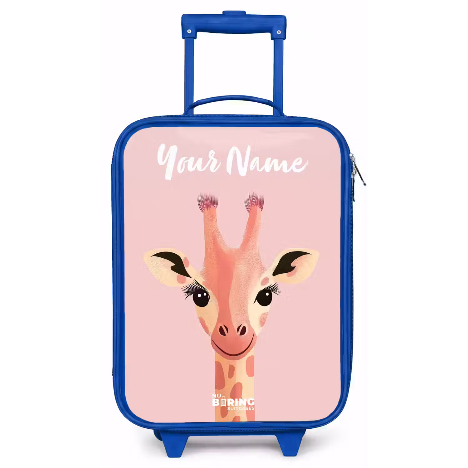 Giraffe - Wimpers - Minimalistisch - Roze Kinderkoffer - Blauw klein -zz3dotto