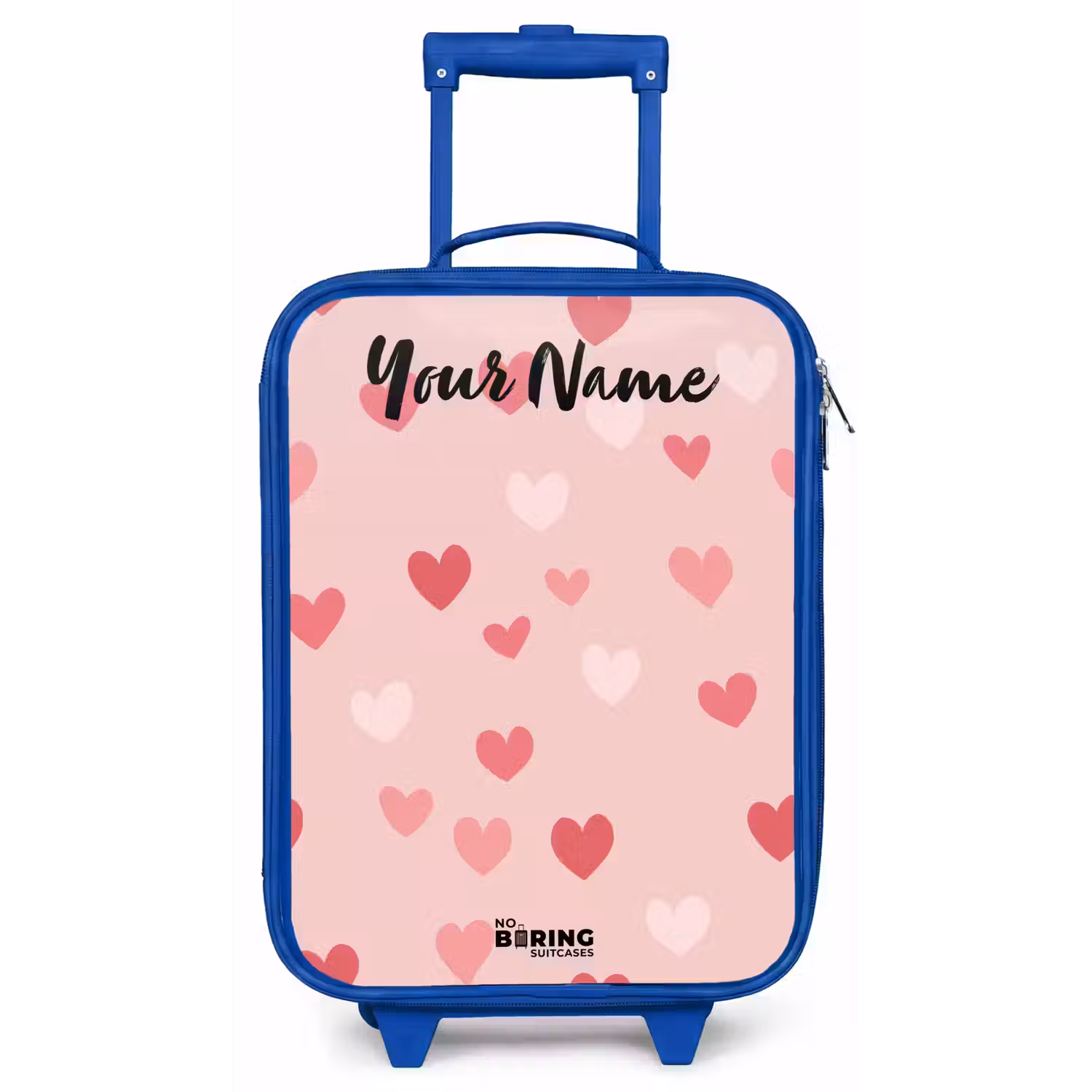 Hartjes - Patroon - Roze Kinderkoffer - Blauw klein -zz3dotto