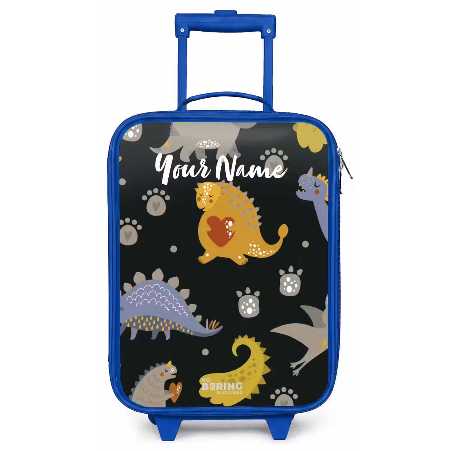Liefdevolle dinosaurus Kinderkoffer - Blauw klein -zz3dotto