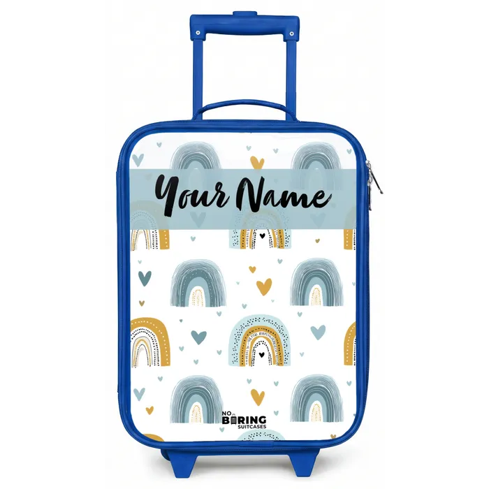 Patroon - Regenboog - Hartjes Kinderkoffer - Blauw klein -zz3dotto