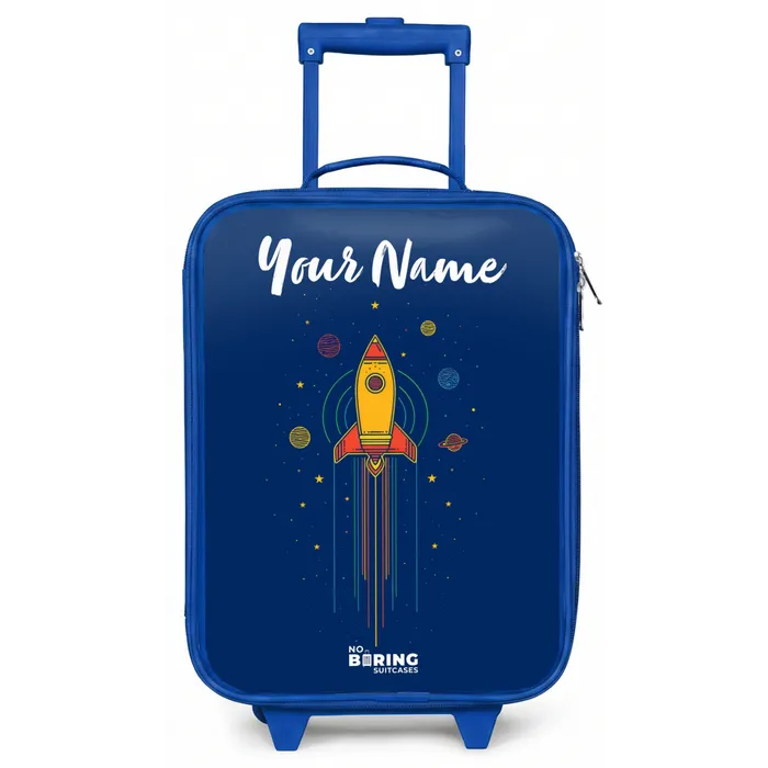 Raket - Planeten - Sterren Kinderkoffer - Blauw klein -zz3dotto