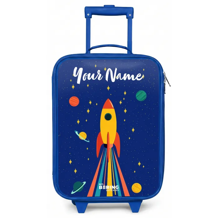 Raket - Sterren - Planeet - Ruimte Kinderkoffer - Blauw klein -zz3dotto
