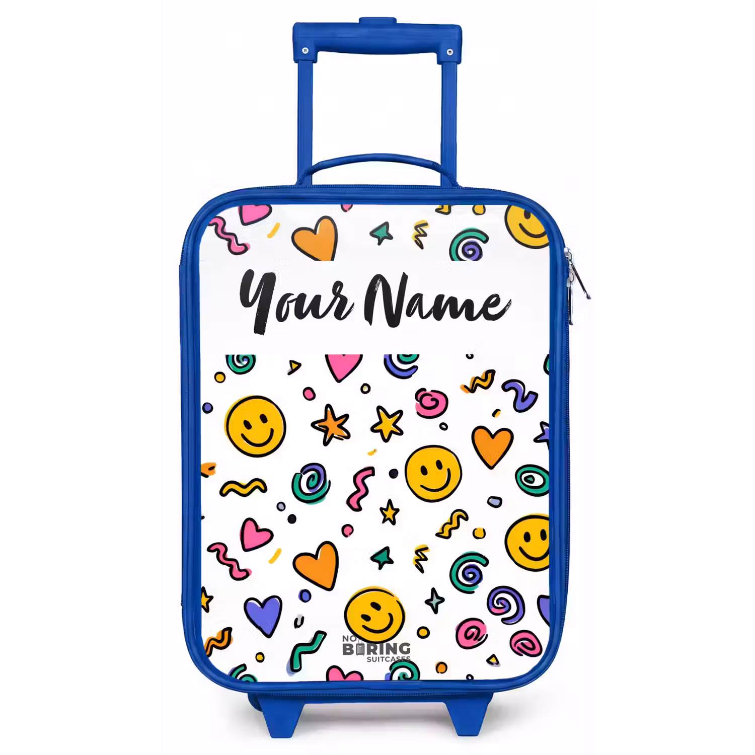Smiley - Hartje - Ster Kinderkoffer - Blauw klein -zz3dotto